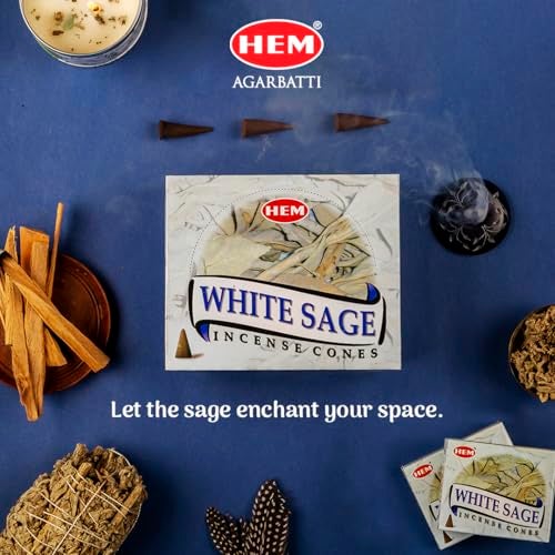 Hem White Sage Incense Cones Pack of 120 | 100% Natural Sage Cones for Room Freshening, Meditation & Pooja | Cleansing & Aromatherapy | 20-25 Minutes Burning Time - Image 5