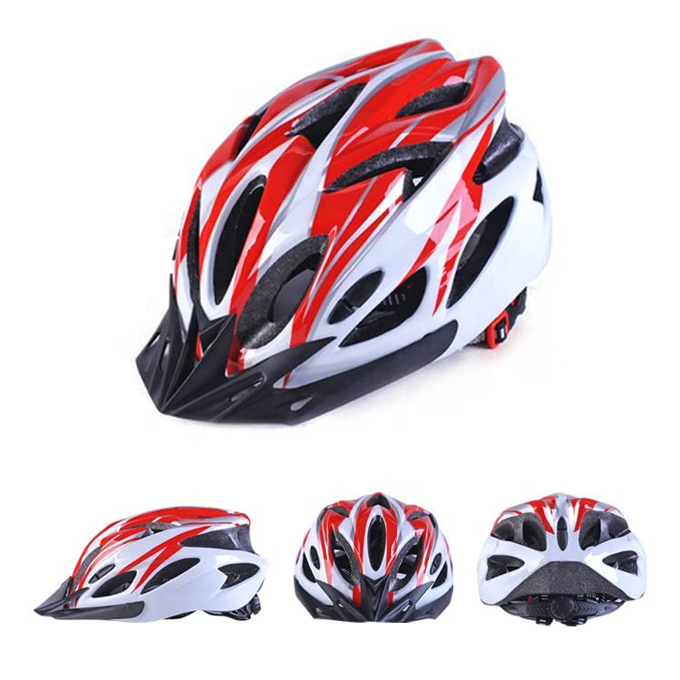 FASTPED Bicycle Helmet with Adjustable Lightweight Bike Helmet (Red and White) - Image 1