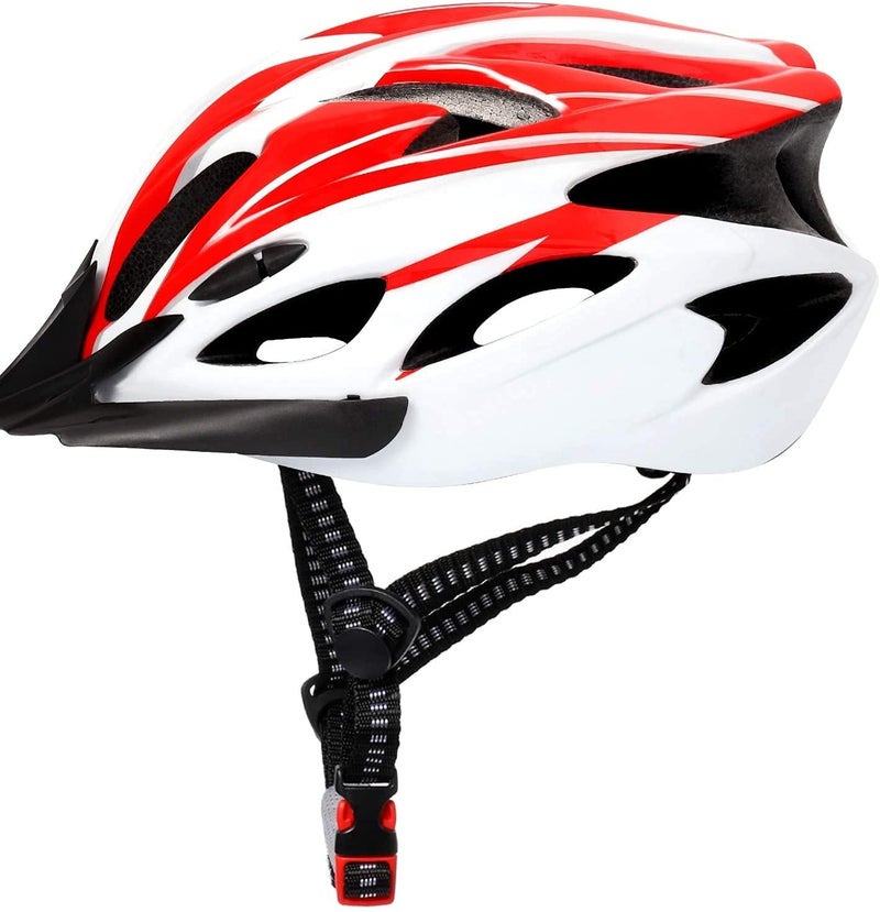 FASTPED Bicycle Helmet with Adjustable Lightweight Bike Helmet (Red and White) - Image 2