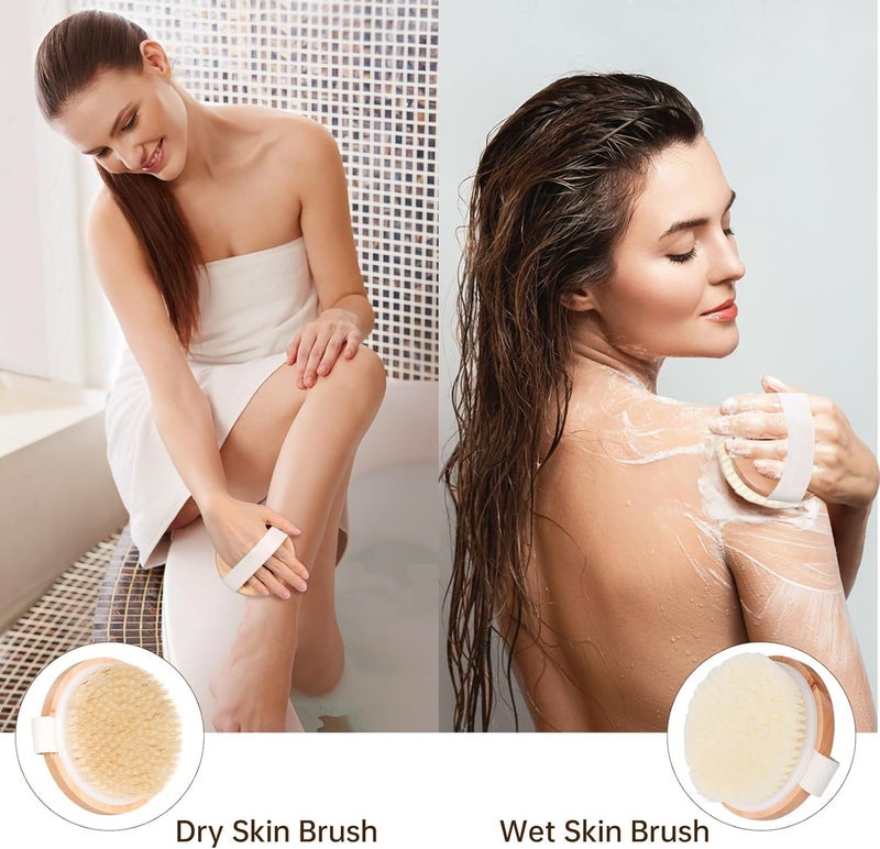 Aakarit Dry Body Scrubber for Dead Skin Wooden Bath Brush Loofah for Bathing Shower Sponge Exfoliator Women and Men | Black (Black 03) - Image 4