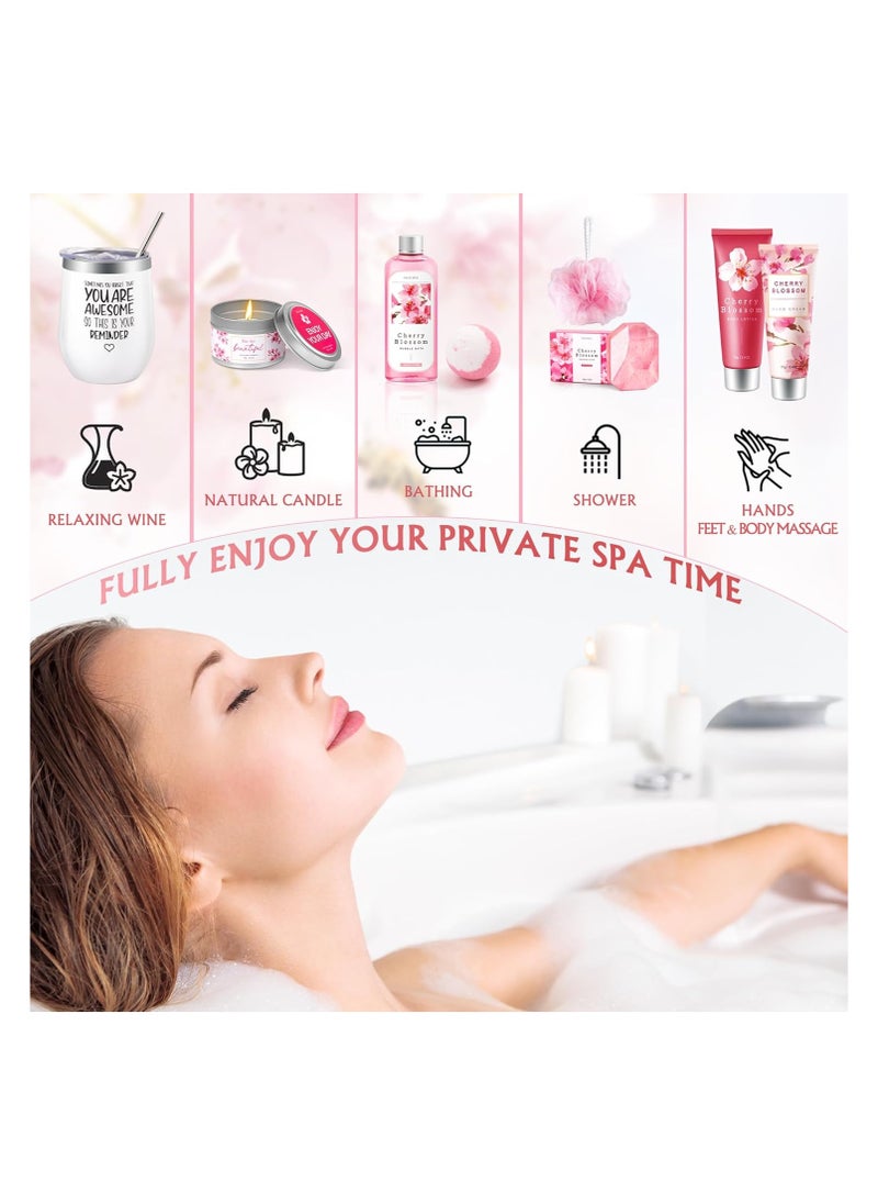 LUCOTIYA - Gifts for Women Birthday Gifts, Bath and Body Gifts Set- 10 Pcs Christmas Valentine's Mother's Day Gifts and Cherry Blossoms Self Care Package Gifts Women, Relaxing Gifts Basket - Image 1