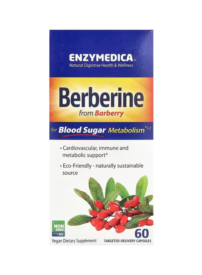 ENZYMEDICA Enzymedica – Berberine Capsules with Targeted Delivery Formula – 60 Capsules for Supporting Balanced Sugar Levels and Metabolic Health - Image 1