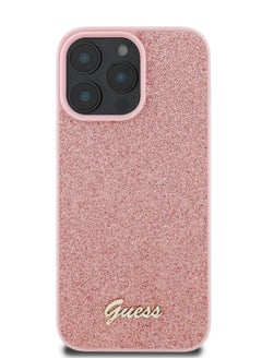 GUESS iPhone 16 Pro Case  Fixed Glitter Hard back cover / Drop protection / Slim Profile / Easy Snap-On- Pink  - Image 3