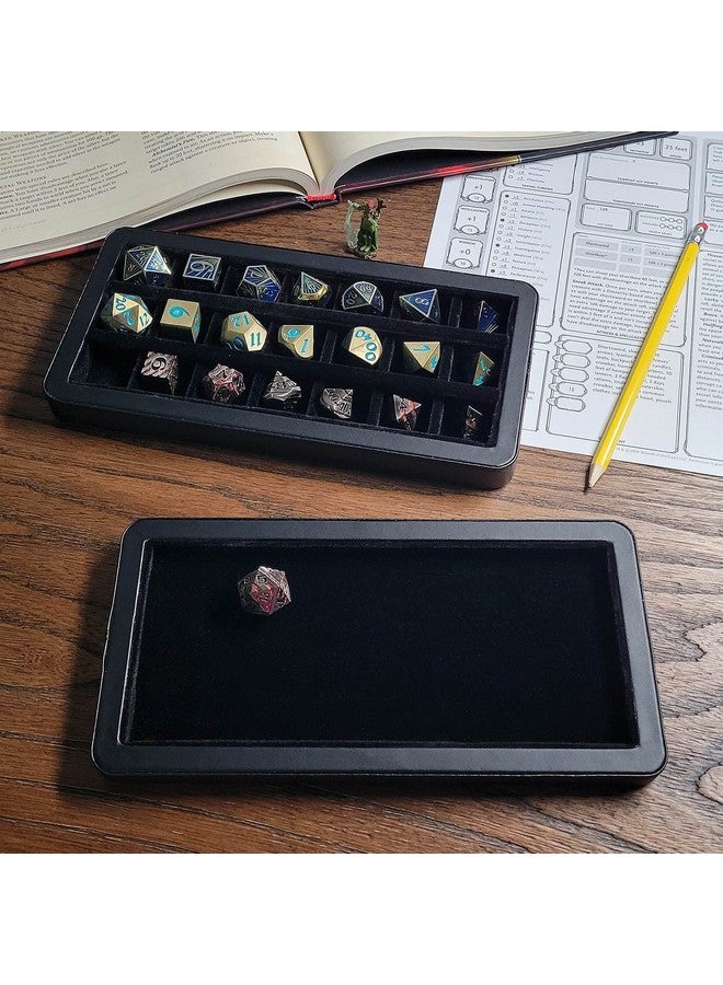 Forged Dice Co. Reliquary Large Divided Dice Case with Dice Tray for Polyhedral Dice Sets - 21 Felt-Lined Chambers - Magnetic Lid Closure - Metal Dice Storage Box - Black - Image 5