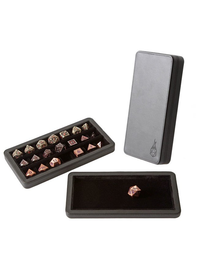 Forged Dice Co. Reliquary Large Divided Dice Case with Dice Tray for Polyhedral Dice Sets - 21 Felt-Lined Chambers - Magnetic Lid Closure - Metal Dice Storage Box - Black - Image 1