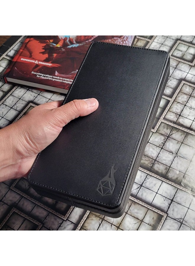 Forged Dice Co. Reliquary Large Divided Dice Case with Dice Tray for Polyhedral Dice Sets - 21 Felt-Lined Chambers - Magnetic Lid Closure - Metal Dice Storage Box - Black - Image 3