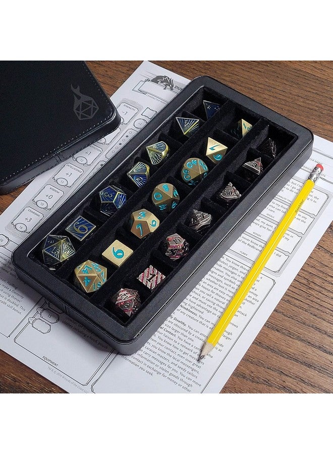 Forged Dice Co. Reliquary Large Divided Dice Case with Dice Tray for Polyhedral Dice Sets - 21 Felt-Lined Chambers - Magnetic Lid Closure - Metal Dice Storage Box - Black - Image 4