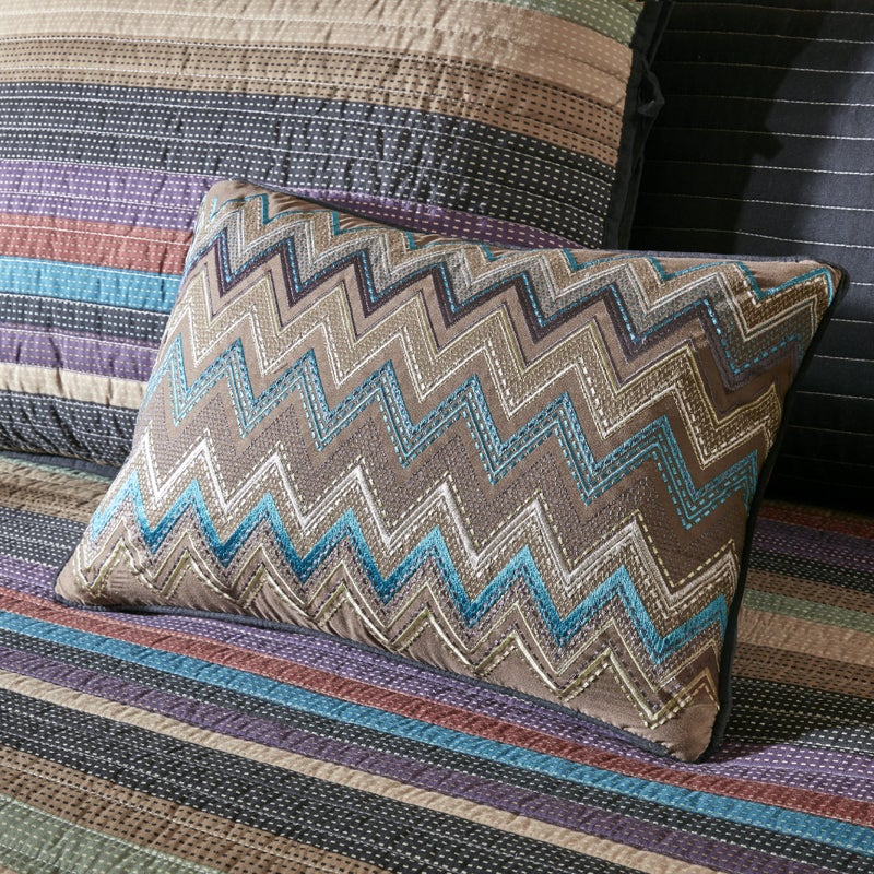 Madison Park Daybed Cover Double Sided Quilting Casual Design All Season Bedding Set with Bedskirt, Matching Shams, Decorative Pillow, 75 in x 39 in, Yosemite, Purple Teal - Image 3