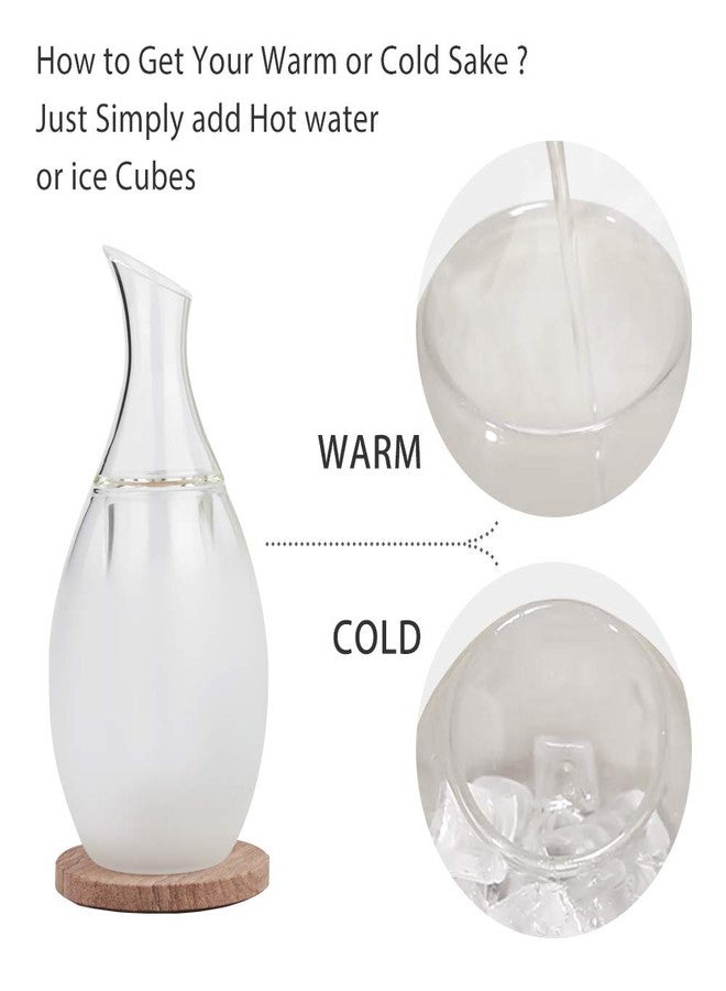 زينس طقم أكواب ساكي من زينز، قارورة ساكي سعة 8.5 أونصة مع 6 أكواب ساكي للنبيذ الياباني الساخن أو البارد مع قواعد حجرية، طقم هدايا - Image 5