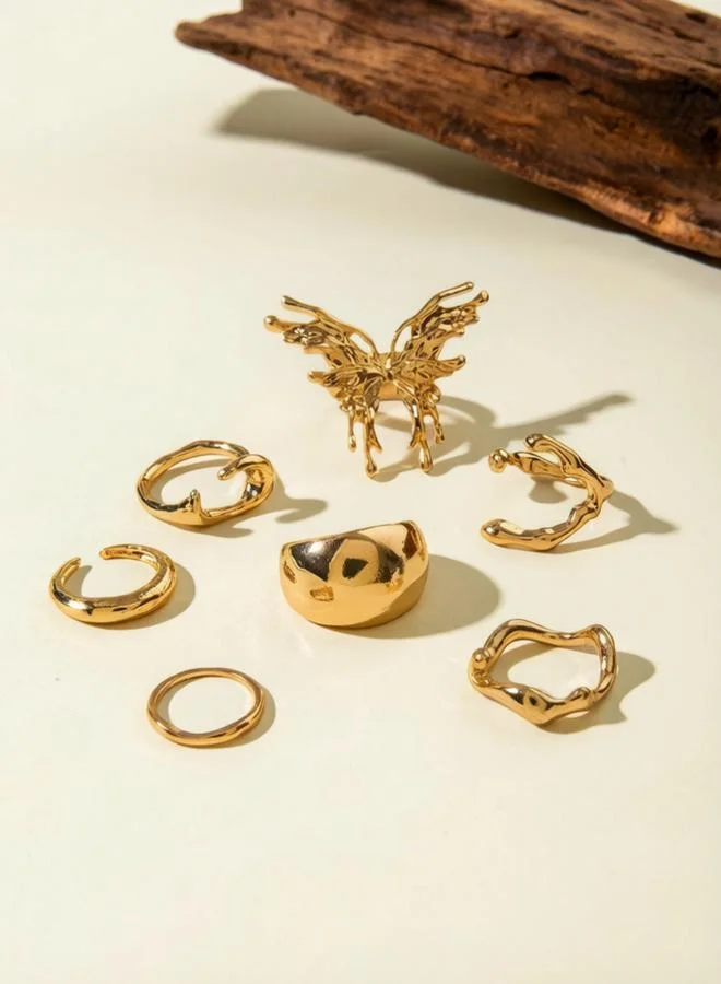 Take Two Gold Ring Set with Butterfly Design