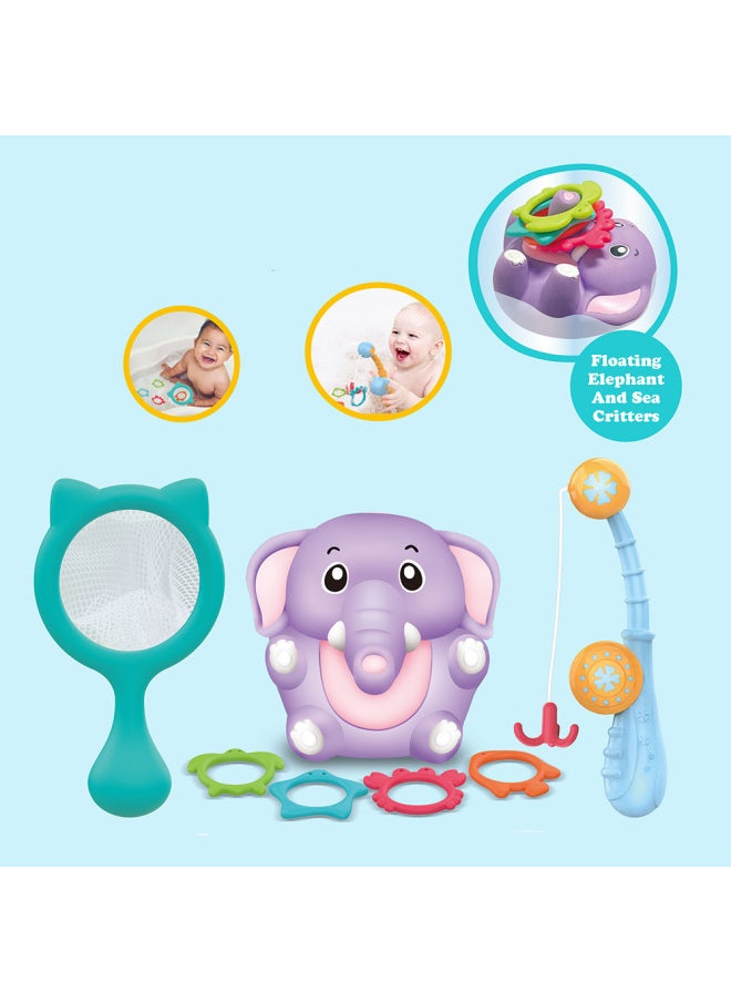 Generic - Infant Bathroom Bath Toys Baby Elephant Throwing Ring Bath Suit-Color:Little Elephant Surrounding Bath Set - Image 1