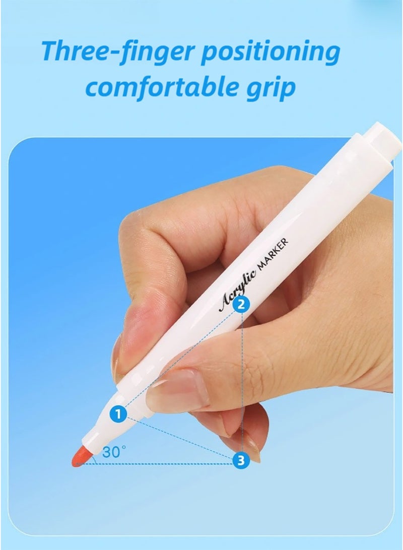 ZEPONOVA 24-Color Acrylic Markers Set with Ergonomic Triangular Grip Marker Pen - Beginner Friendly and DIY Art Markers for Kids and Adults - Image 2