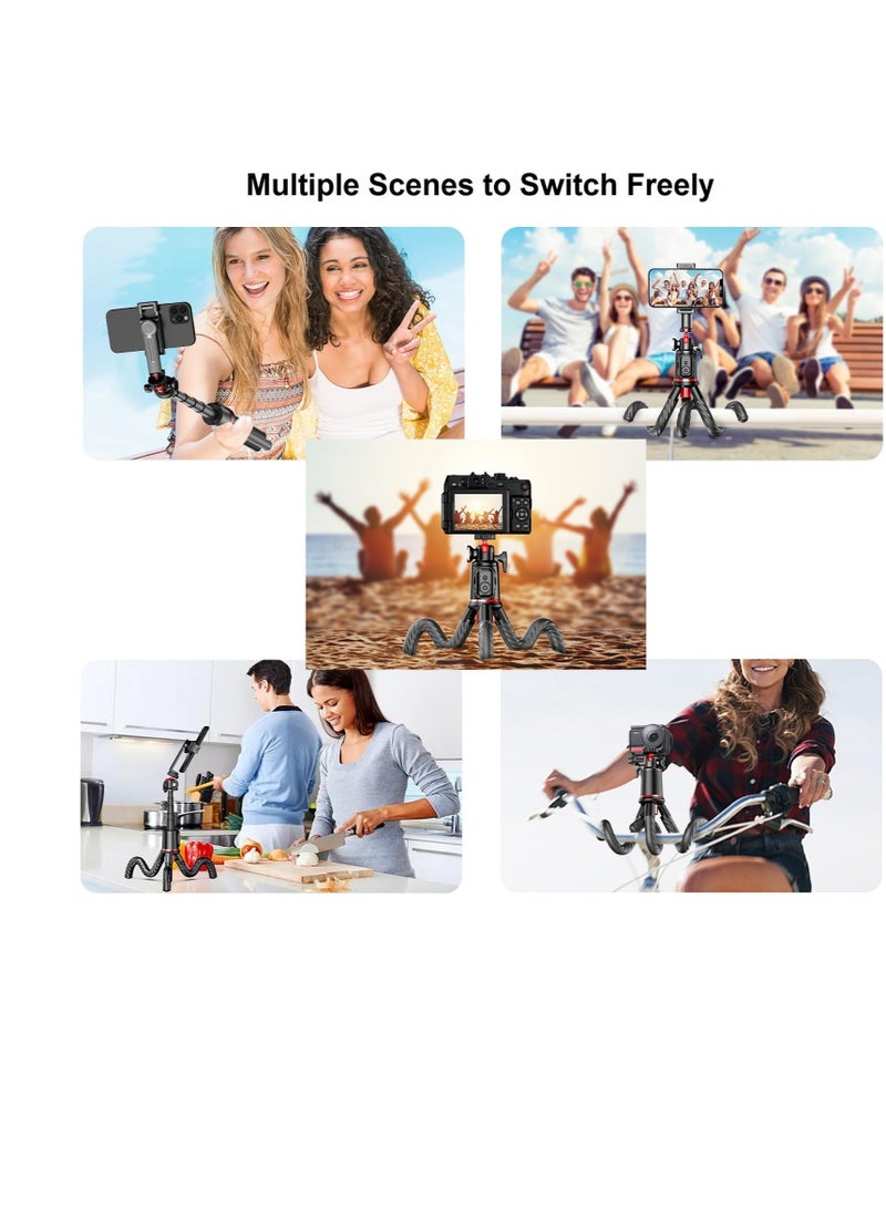 Phone Tripod Selfie Stick, Mini Camera Tripod Phone Holder, with Cold Shoe Mount Travel Tripod and Remote Shutter Control, for iPhone Samsung Camera Stand Video Recording Vlog - Image 3