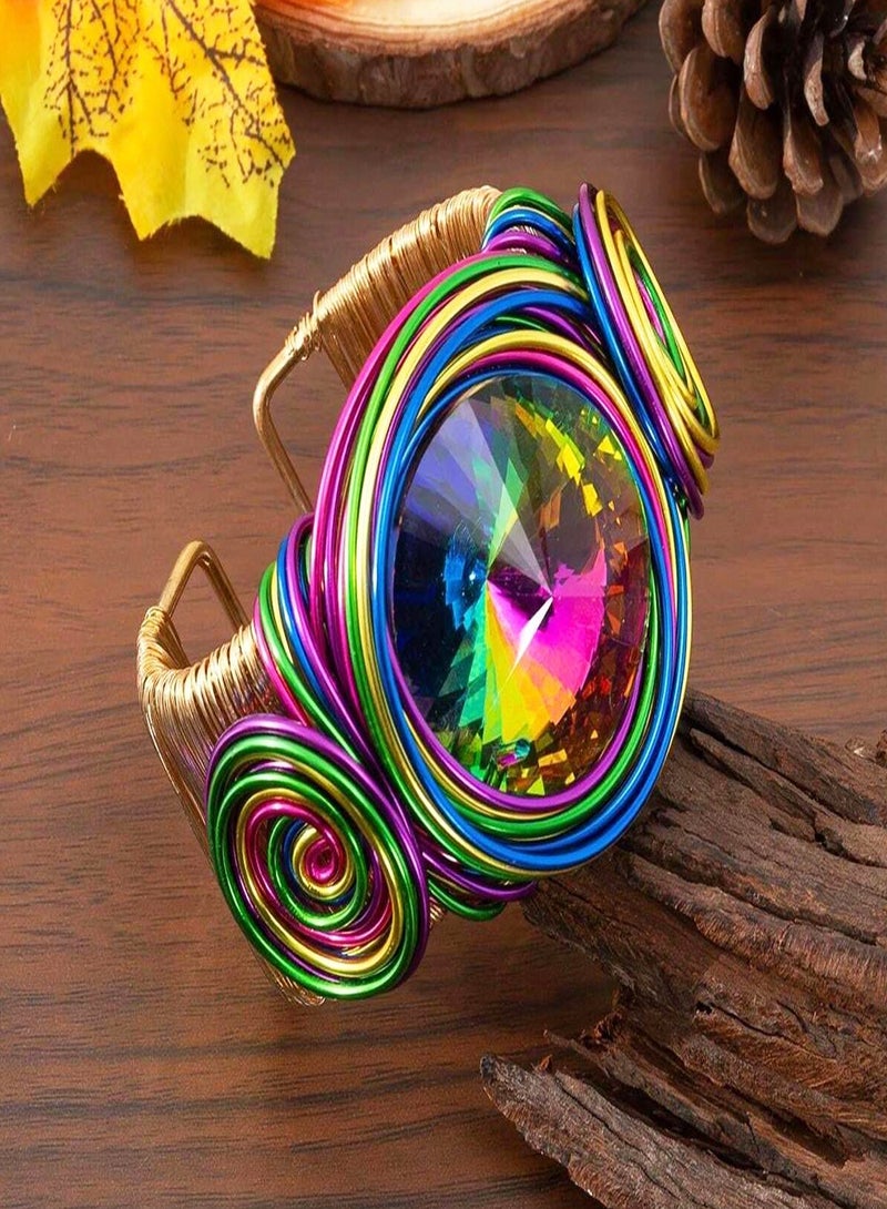 Bracelets For Women Colorful Wire Wide Sparkly Rhinestone Bangle Fashion Clothes Jewelry  - Image 4
