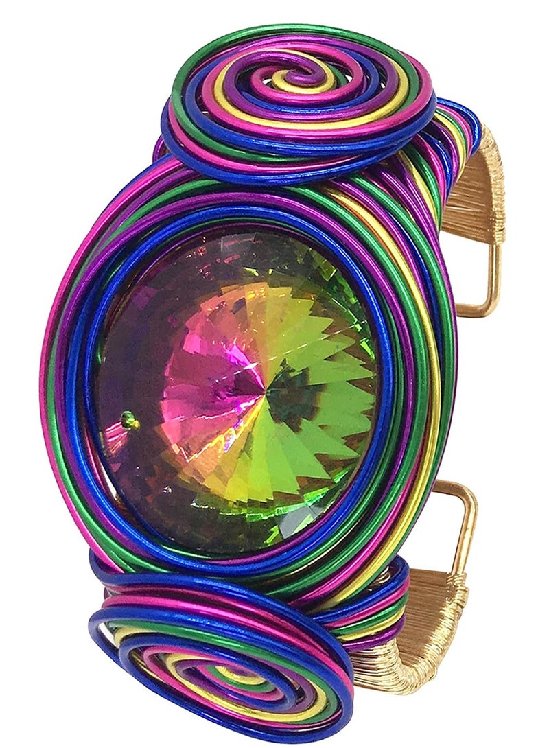 Bracelets For Women Colorful Wire Wide Sparkly Rhinestone Bangle Fashion Clothes Jewelry  - Image 1