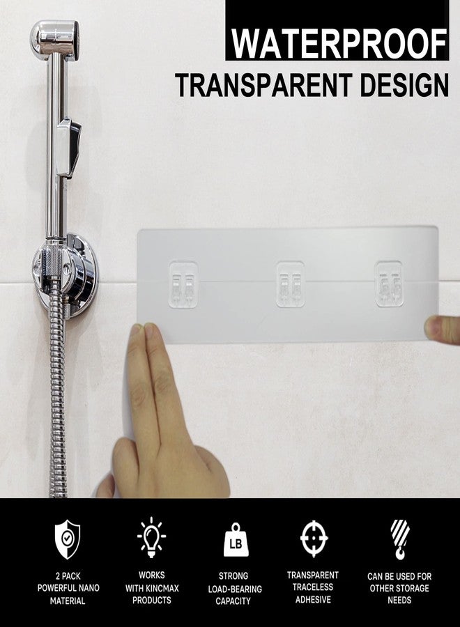 YAWSOUP Shower Caddy Shelf with Hooks,Storage Rack Organizer,Can be Wall-Mounted Without Holes for Bathroom, Washroom,Restroom, (4-PACK Adhesives)-Transparent - Image 2