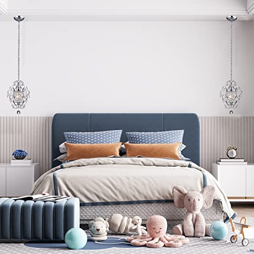 Edvivi Amorette Mini Chandelier Chrome Crystal Chandeliers, 1 Light Modern Elegant Glam Ceiling Light Fixture Chrome, Adjustable Hanging Lighting for Closet, Bedroom, Girls Room, Kitchen Island - Image 2