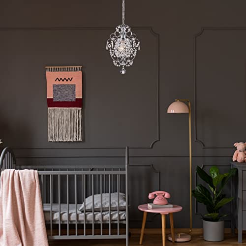 Edvivi Amorette Mini Chandelier Chrome Crystal Chandeliers, 1 Light Modern Elegant Glam Ceiling Light Fixture Chrome, Adjustable Hanging Lighting for Closet, Bedroom, Girls Room, Kitchen Island - Image 3
