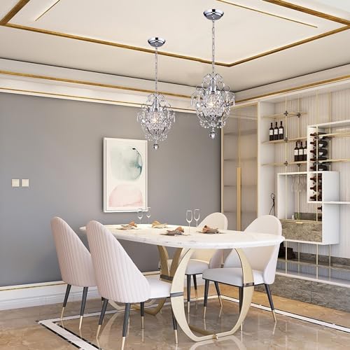 Edvivi Amorette Mini Chandelier Chrome Crystal Chandeliers, 1 Light Modern Elegant Glam Ceiling Light Fixture Chrome, Adjustable Hanging Lighting for Closet, Bedroom, Girls Room, Kitchen Island - Image 5