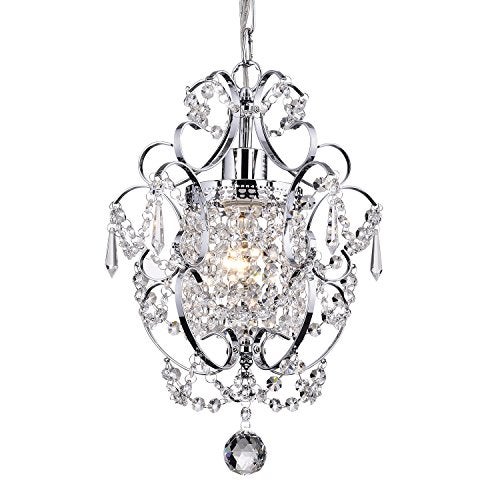 Edvivi Amorette Mini Chandelier Chrome Crystal Chandeliers, 1 Light Modern Elegant Glam Ceiling Light Fixture Chrome, Adjustable Hanging Lighting for Closet, Bedroom, Girls Room, Kitchen Island - Image 1