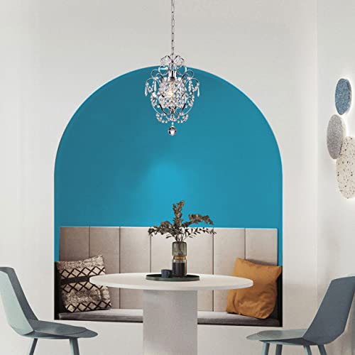 Edvivi Amorette Mini Chandelier Chrome Crystal Chandeliers, 1 Light Modern Elegant Glam Ceiling Light Fixture Chrome, Adjustable Hanging Lighting for Closet, Bedroom, Girls Room, Kitchen Island - Image 4