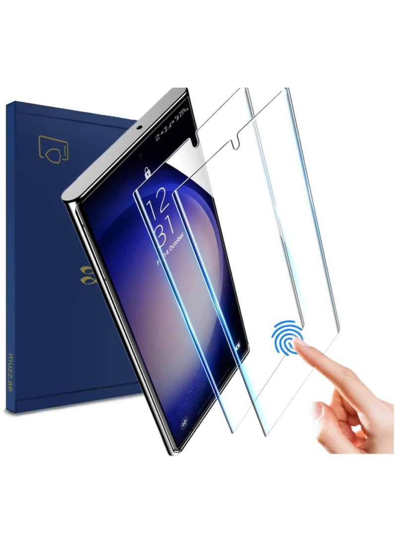 Muzz Fingerprint Support Screen Protector for Samsung Galaxy S24 Ultra 2 Pack HD Clear UV Tempered Glass (Galaxy S24 Ultra)  - Image 1