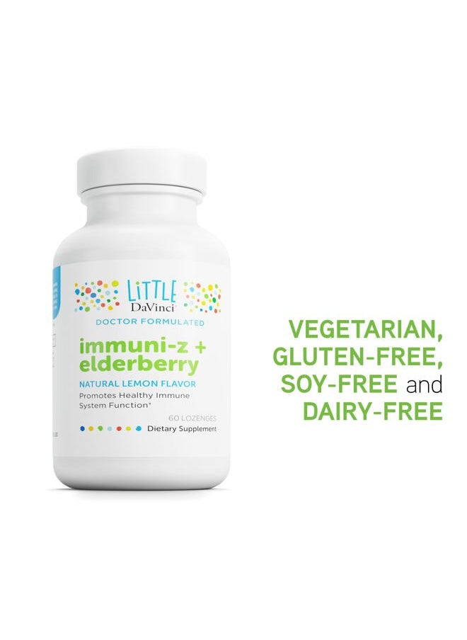 Davinci Little Immuni-z + Elderberry - Kids Zinc Lozenge to Support Immune Health, Healthy Lungs and Throat Tissue* - with Vitamin D3, Zinc, Elderberry and More - Lemon Flavor - 60 Lozenges  - Image 5