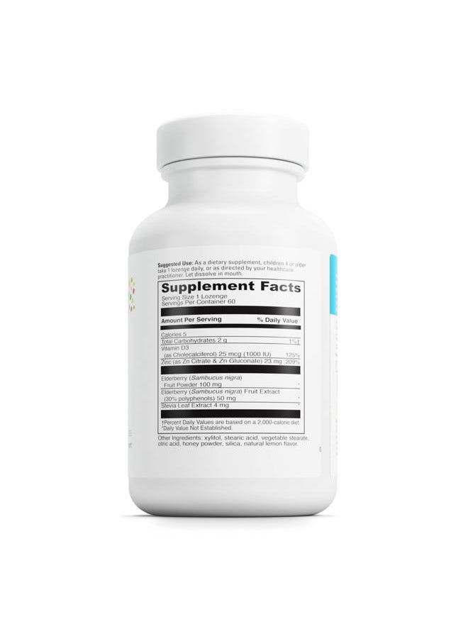 Davinci Little Immuni-z + Elderberry - Kids Zinc Lozenge to Support Immune Health, Healthy Lungs and Throat Tissue* - with Vitamin D3, Zinc, Elderberry and More - Lemon Flavor - 60 Lozenges  - Image 2