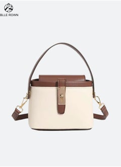 BLLE ROWN Fashionable Brown Color Contrast Versatile Leather Women Top Handle Satchel Bags With Adjustable Strap Minimalist Lightweight Handbags Ladies Girls Classic Leather Satchel Crossbody Bag for Commute  - Image 1