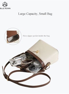 BLLE ROWN Fashionable Brown Color Contrast Versatile Leather Women Top Handle Satchel Bags With Adjustable Strap Minimalist Lightweight Handbags Ladies Girls Classic Leather Satchel Crossbody Bag for Commute  - Image 2