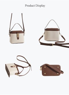 BLLE ROWN Fashionable Brown Color Contrast Versatile Leather Women Top Handle Satchel Bags With Adjustable Strap Minimalist Lightweight Handbags Ladies Girls Classic Leather Satchel Crossbody Bag for Commute  - Image 4