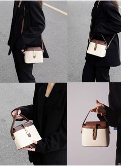 BLLE ROWN Fashionable Brown Color Contrast Versatile Leather Women Top Handle Satchel Bags With Adjustable Strap Minimalist Lightweight Handbags Ladies Girls Classic Leather Satchel Crossbody Bag for Commute  - Image 5