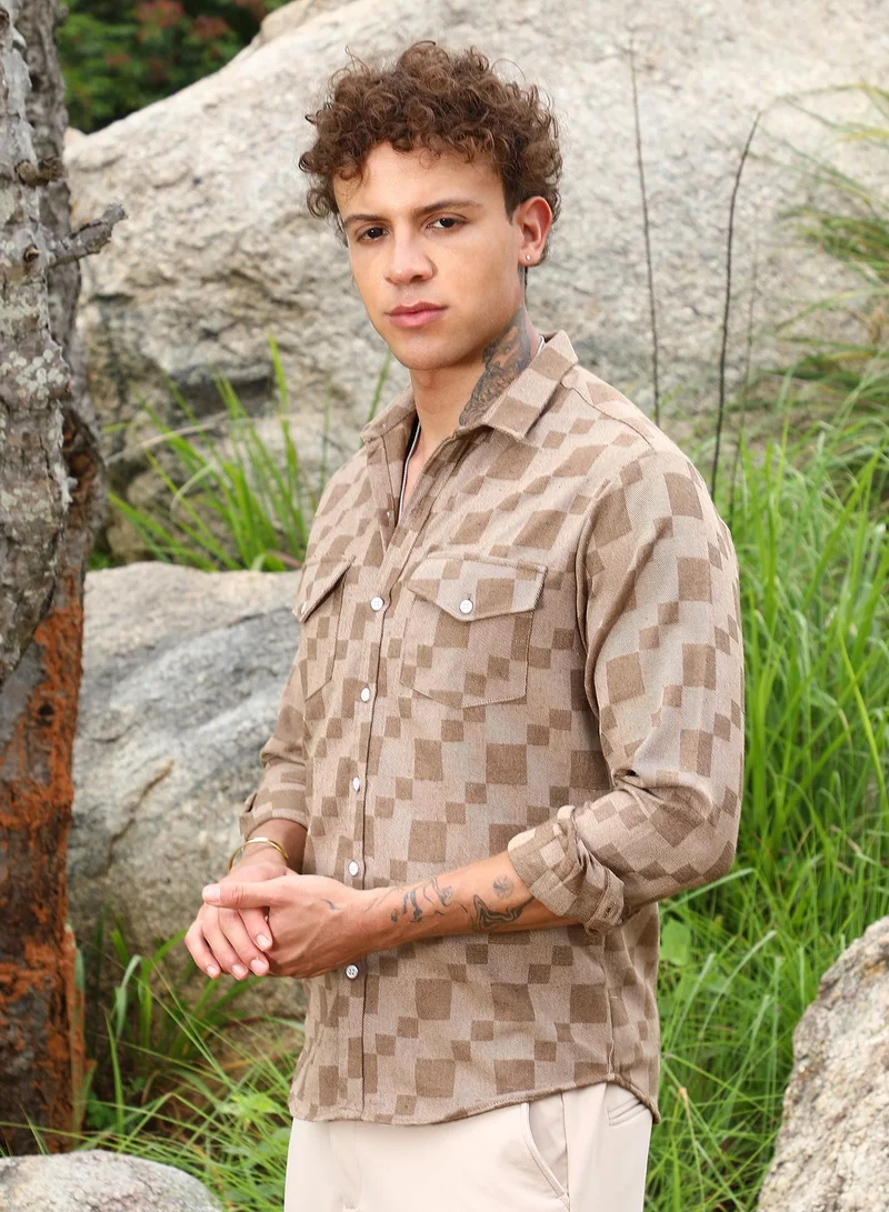 Campus Sutra Cubic Utility Shirt