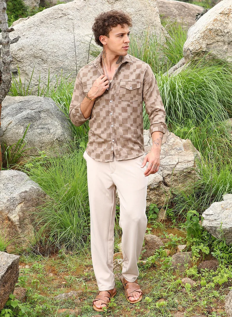 Campus Sutra Cubic Utility Shirt