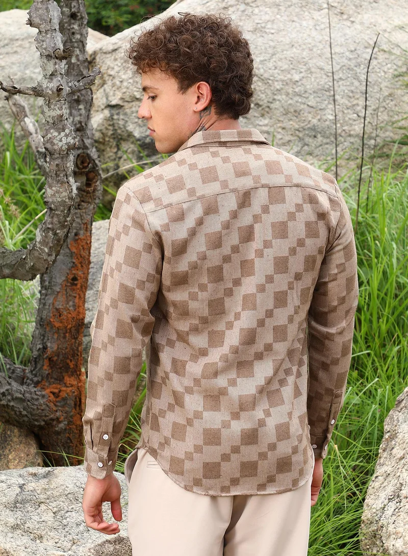 Campus Sutra Cubic Utility Shirt