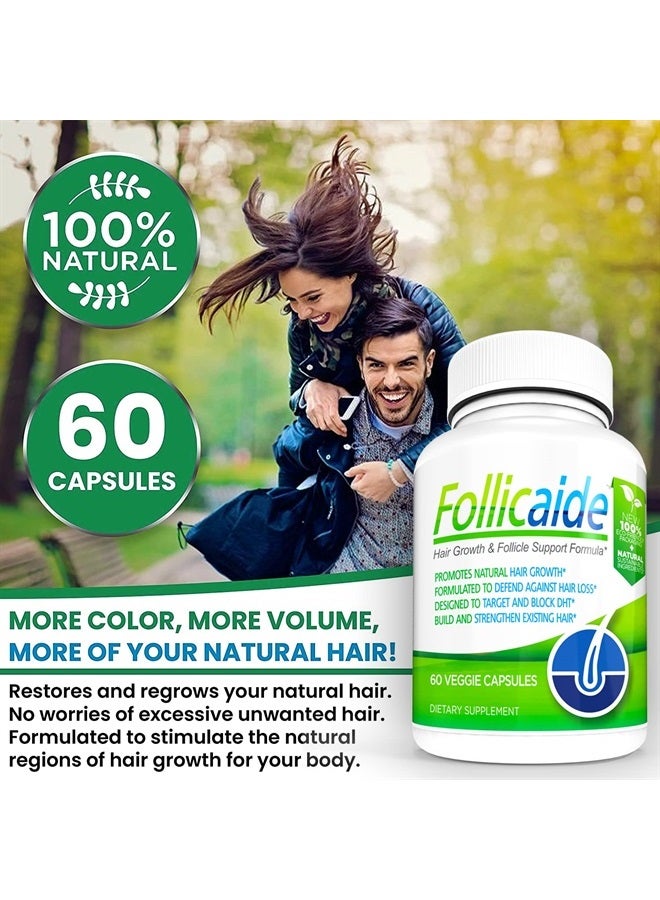 INDIGO ESSENTIALS Follicaide Men and Women Hair Growth Vitamin Hair Supplement with Natural Ingredients for Stopping Hair Loss, Thinning, Shedding and Balding | High Potency | Effective All Hair Types, 60 Ct (ECO PACK) - Image 2