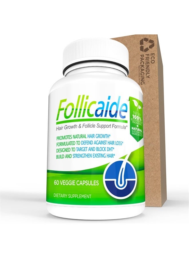 INDIGO ESSENTIALS Follicaide Men and Women Hair Growth Vitamin Hair Supplement with Natural Ingredients for Stopping Hair Loss, Thinning, Shedding and Balding | High Potency | Effective All Hair Types, 60 Ct (ECO PACK) - Image 1
