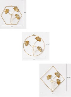ZCM-HAPPY 3-piece Wall Mounted Dried Flower Vase With Square Metal Bracket Home Living Room Background Wall Decoration Pendant  - Image 2
