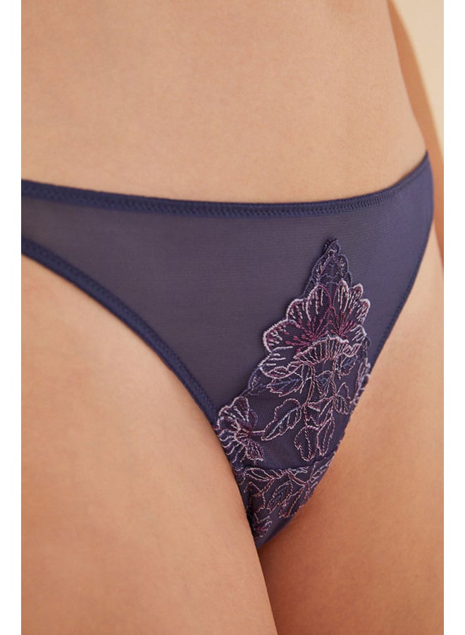 women'secret Classic floral embroidered tulle panty  - Image 4