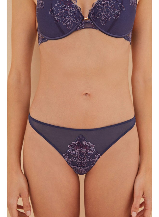 women'secret Classic floral embroidered tulle panty  - Image 3