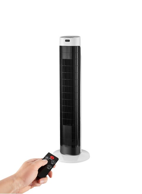 Cooling Tower Fan for Bedroom 25 ft/s Standing Fans that Blow Cold Air for Home, 50 W, Floor Fan 80° Oscillation for Indoors,Standing Fans, Bladeless Fan, 35dB Quiet with Sensor, 7H Timer, Remote, 3 Speeds, 3 Modes, 80 Cm, White