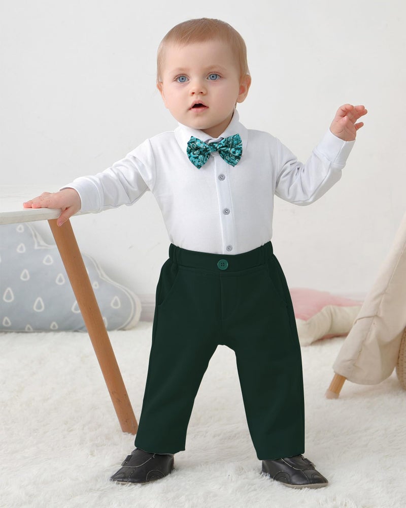 DISAUR First Christmas Church Outfit Baby Boy Wedding Outfit 3-6 Months Christmas Tree Green Baby Boy Suit - Image 3