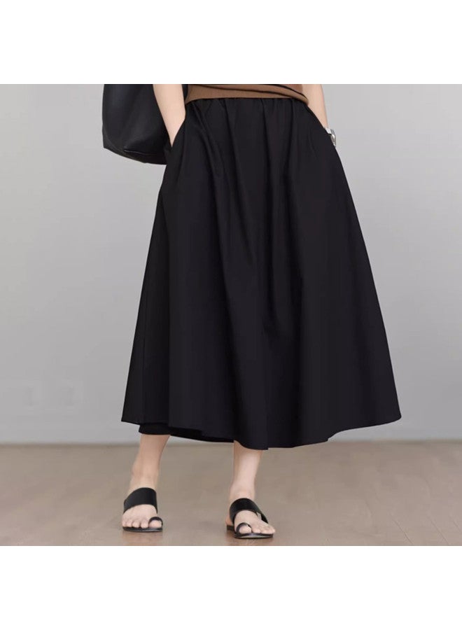 XINYANG Elastic Waist Yamamoto A-line Skirt 2025 Summer Pure Cotton Season Artistic Large Flare Skirt With Multiple Pockets - Image 2