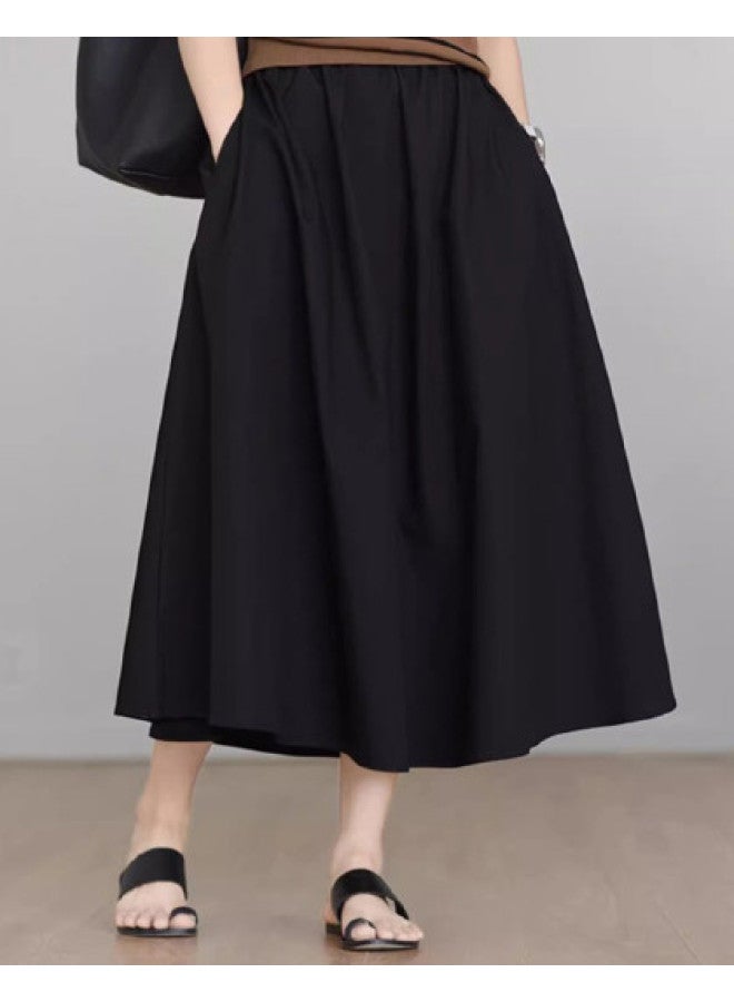 XINYANG Elastic Waist Yamamoto A-line Skirt 2025 Summer Pure Cotton Season Artistic Large Flare Skirt With Multiple Pockets - Image 1