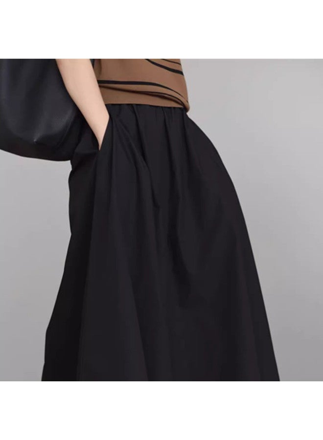 XINYANG Elastic Waist Yamamoto A-line Skirt 2025 Summer Pure Cotton Season Artistic Large Flare Skirt With Multiple Pockets - Image 3