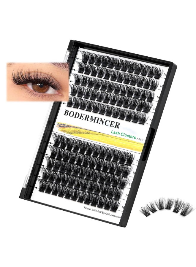 Bodermincer 120 Clusters 10mm12mm12mm14mm14mm16mm Mixed Wide Cluster False Eyelash Individual Cluster EyeLashes Grafting Fake False Eyelashes Eyelash Extension Black 14mm16mm Mixed - Image 3