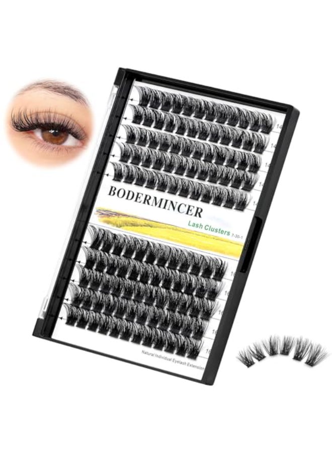 Bodermincer 120 Clusters 10mm12mm12mm14mm14mm16mm Mixed Wide Cluster False Eyelash Individual Cluster EyeLashes Grafting Fake False Eyelashes Eyelash Extension Black 14mm16mm Mixed - Image 4