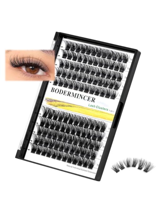 Bodermincer 120 Clusters 10mm12mm12mm14mm14mm16mm Mixed Wide Cluster False Eyelash Individual Cluster EyeLashes Grafting Fake False Eyelashes Eyelash Extension Black 14mm16mm Mixed - Image 1