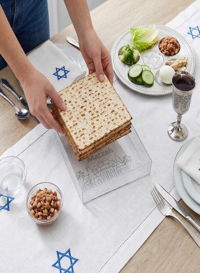 Rite Lite Square Clear Matzah Tray Jerusalem Design with Glitter - Passover Gifts, Passover Matzah Tray, Clear Matzah Tray, Transparent Matzah Tray, Jerusalem Matzah Tray for Passover - Image 4