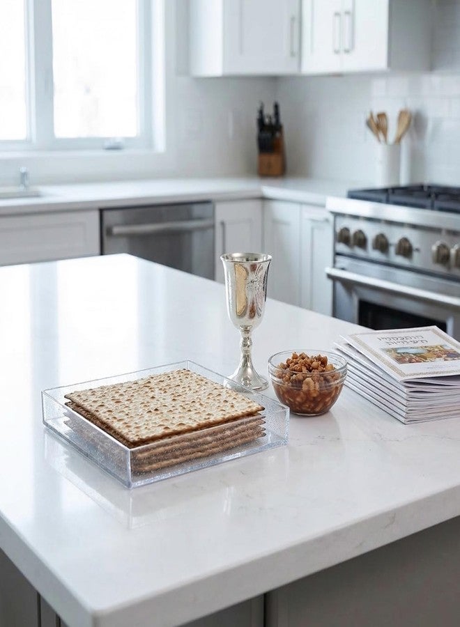Rite Lite Square Clear Matzah Tray Jerusalem Design with Glitter - Passover Gifts, Passover Matzah Tray, Clear Matzah Tray, Transparent Matzah Tray, Jerusalem Matzah Tray for Passover - Image 5